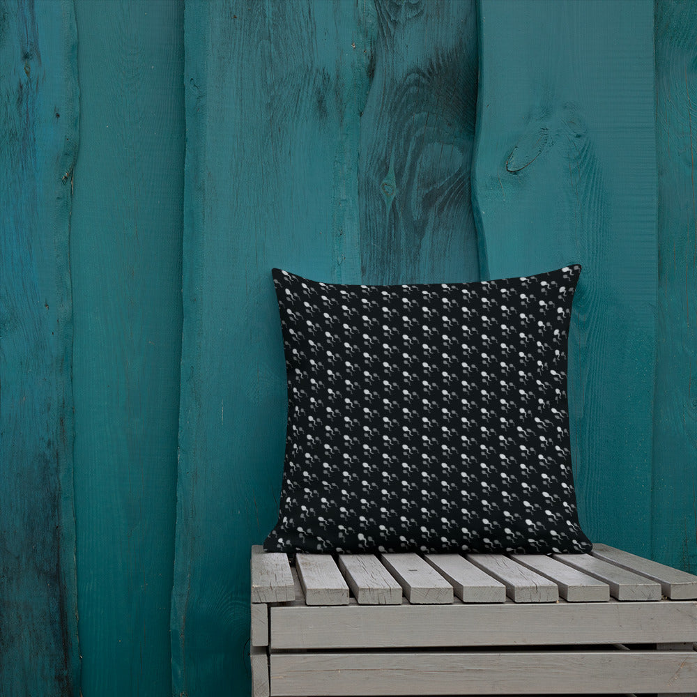 Premium Throw Pillow: Sperm (gray on black)