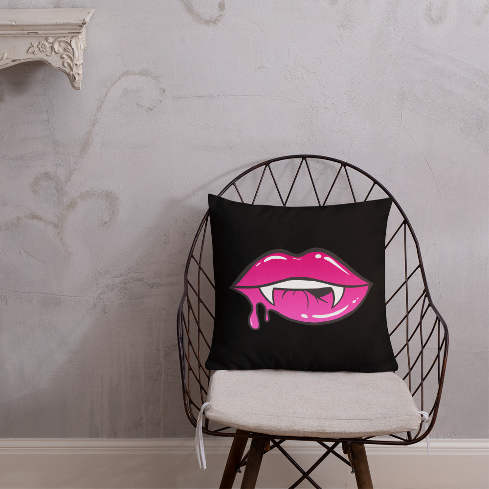Premium Pillow: Pink Vamp Lips (print on both sides)