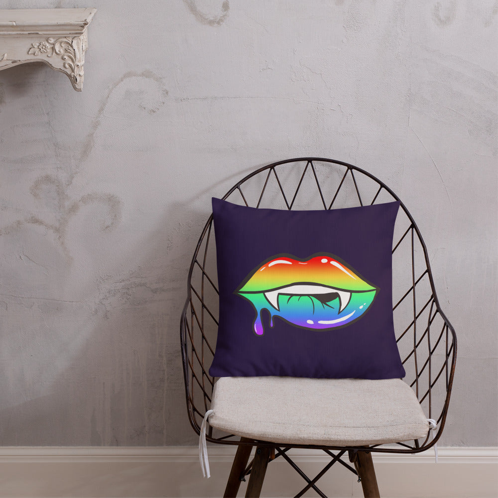 Premium Pillow: Rainbow Vamp Lips on Ultra-Dark Violet (print on both sides)
