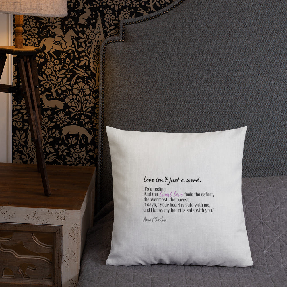 Premium Pillow: Love Isn't Just a Word (lavender highlight)