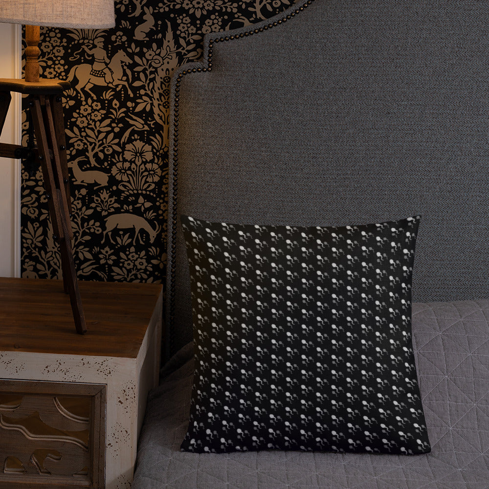 Premium Throw Pillow: Sperm (gray on black)