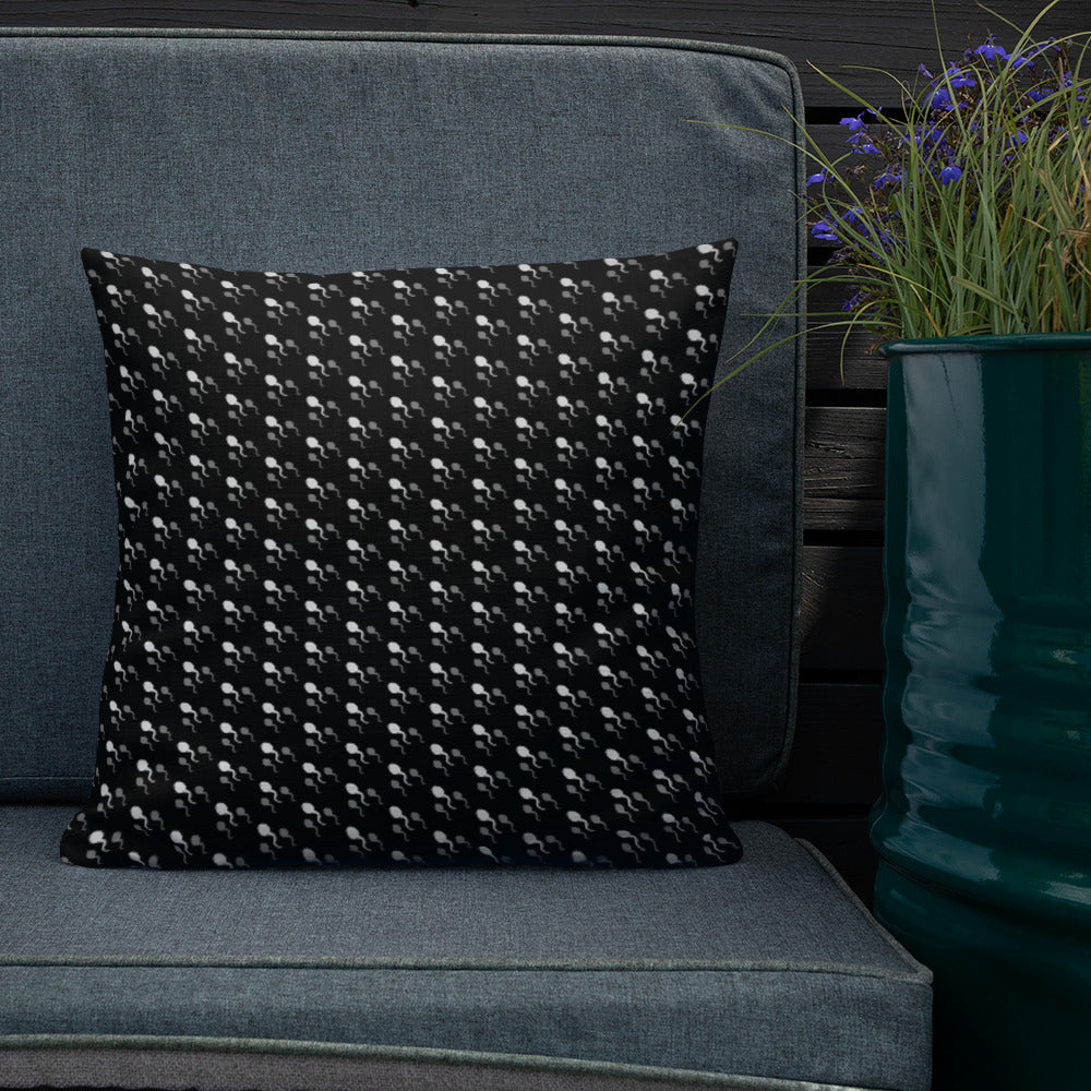 Premium Throw Pillow: Sperm (gray on black)