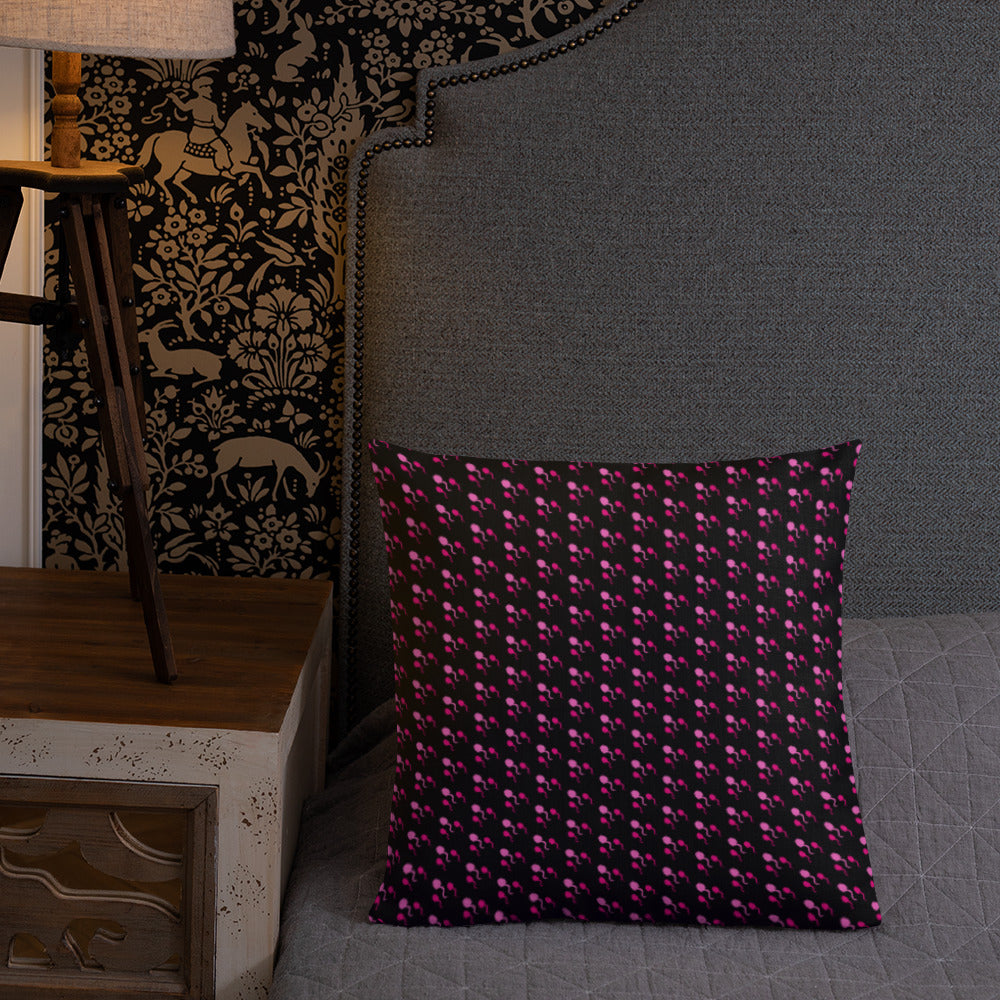 Premium Throw Pillow: Sperm (pink on black)