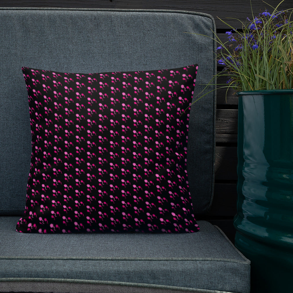 Premium Throw Pillow: Sperm (pink on black)