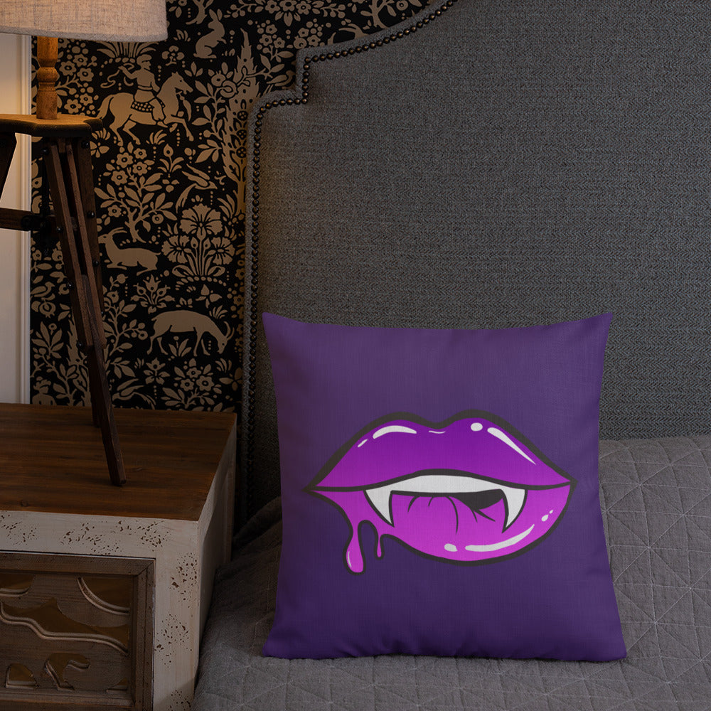 Premium Pillow: Purple Vamp Lips (print on both sides)
