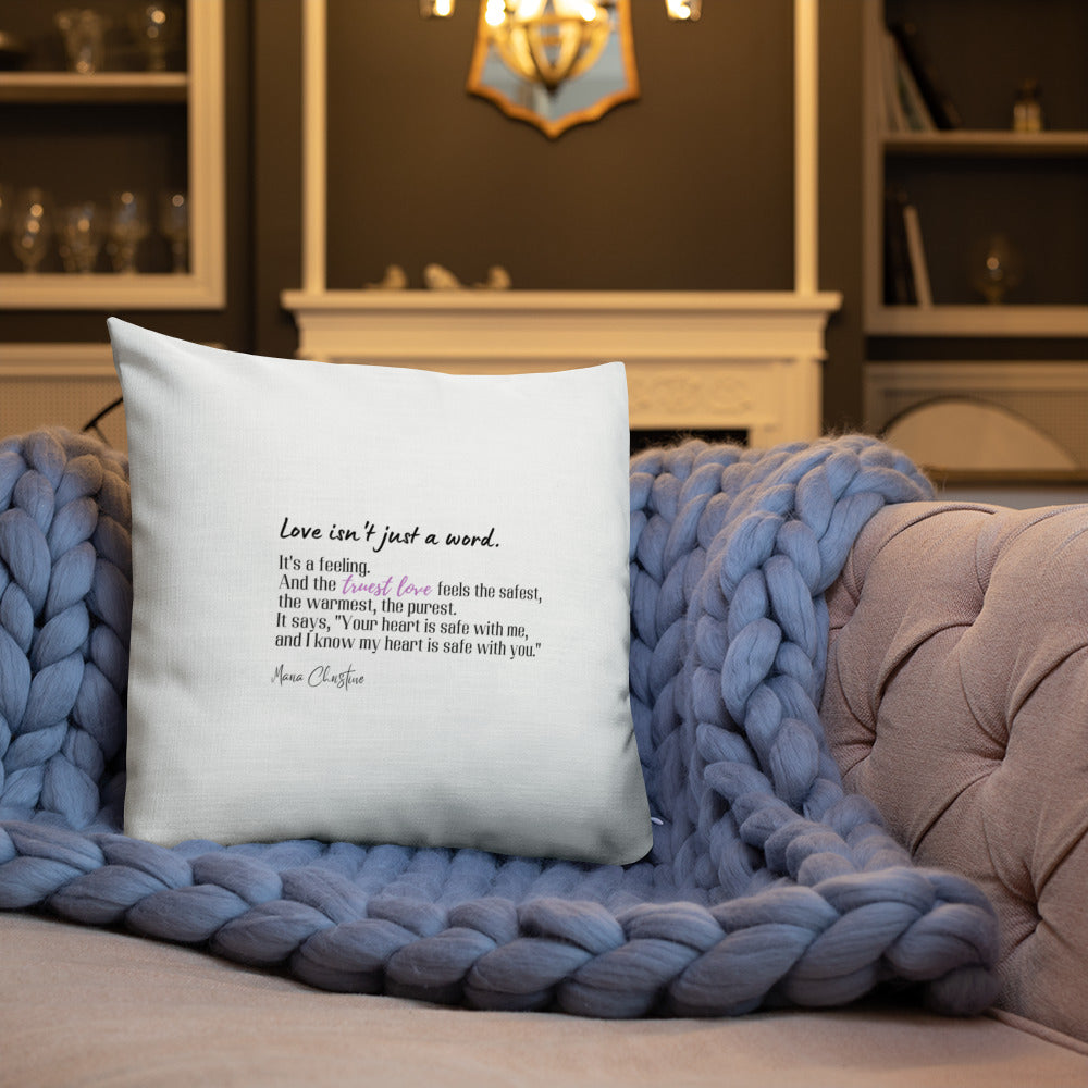 Premium Pillow: Love Isn't Just a Word (lavender highlight)
