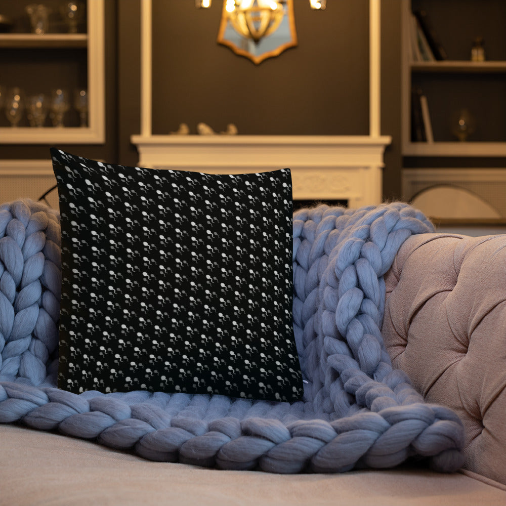 Premium Throw Pillow: Sperm (gray on black)