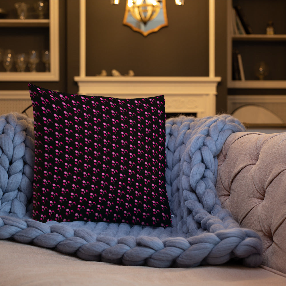 Premium Throw Pillow: Sperm (pink on black)