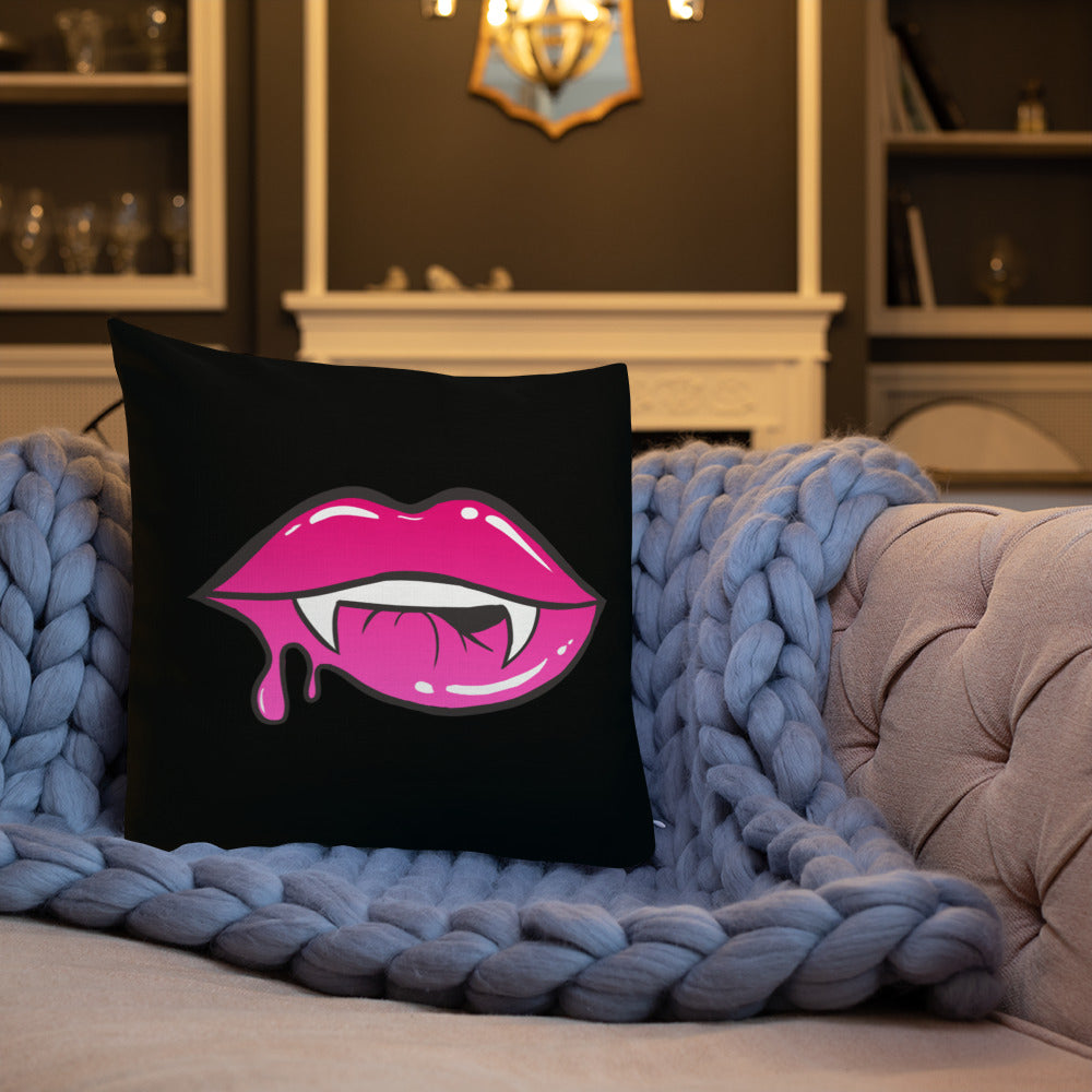 Premium Pillow: Pink Vamp Lips (print on both sides)