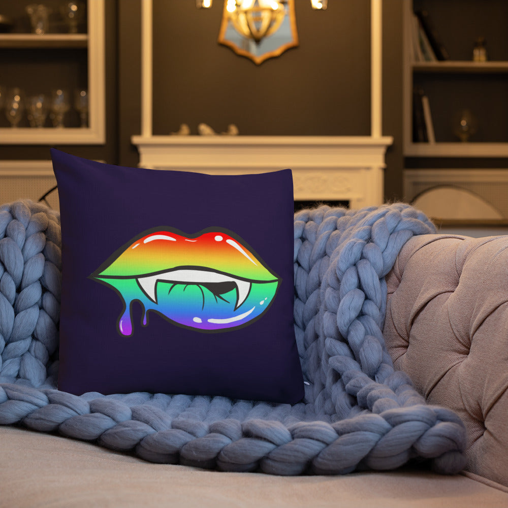 Premium Pillow: Rainbow Vamp Lips on Ultra-Dark Violet (print on both sides)