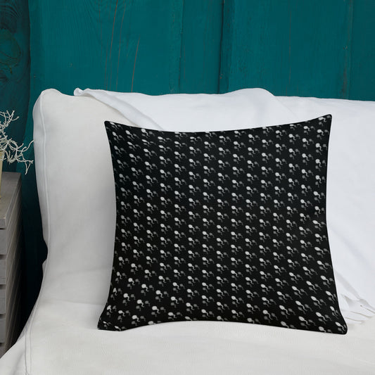 Premium Throw Pillow: Sperm (gray on black)