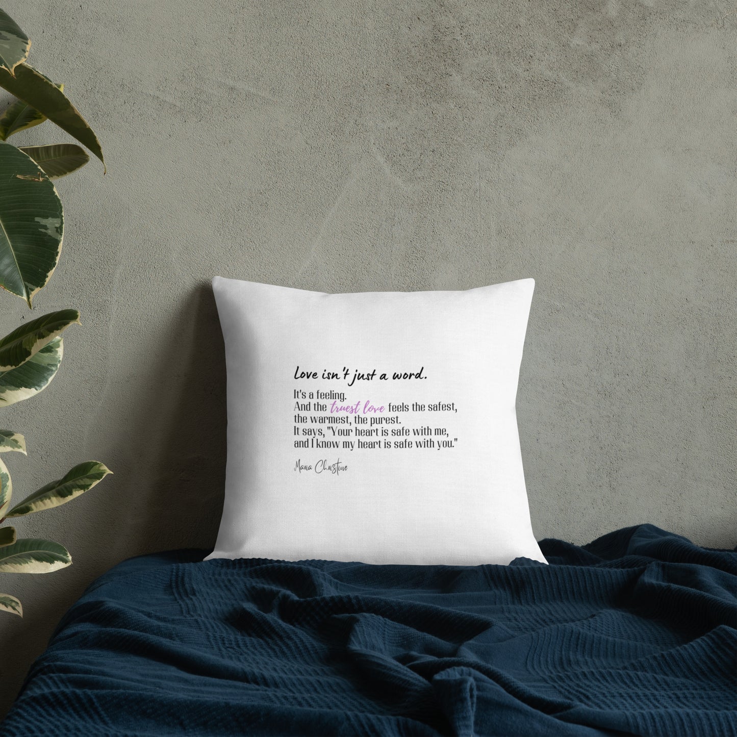 Premium Pillow: Love Isn't Just a Word (lavender highlight)