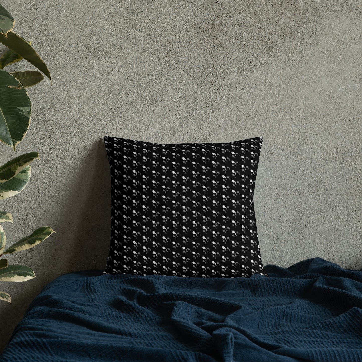 Premium Throw Pillow: Sperm (gray on black)