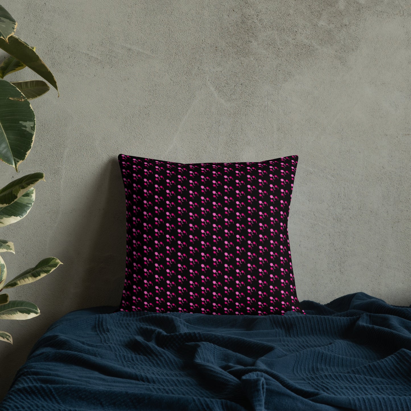 Premium Throw Pillow: Sperm (pink on black)