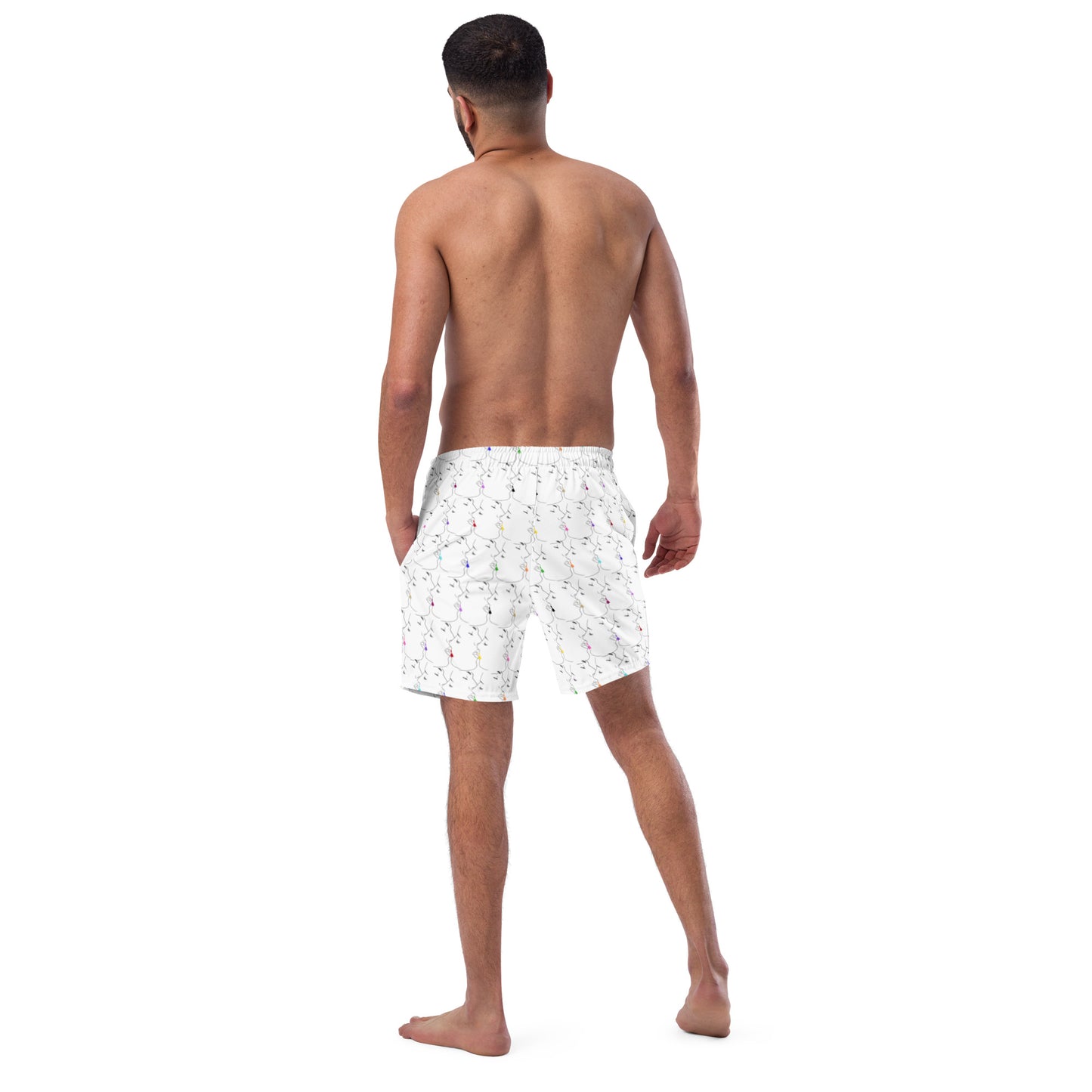 All-Over Print Recycled Swim Shorts: Tender Kisses Print (on white)