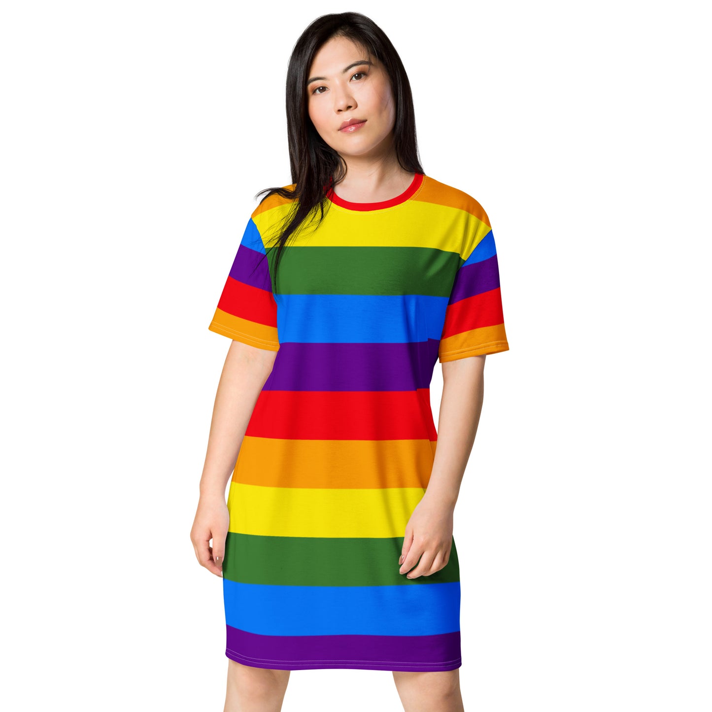 T-shirt Dress: Rainbow Stripes