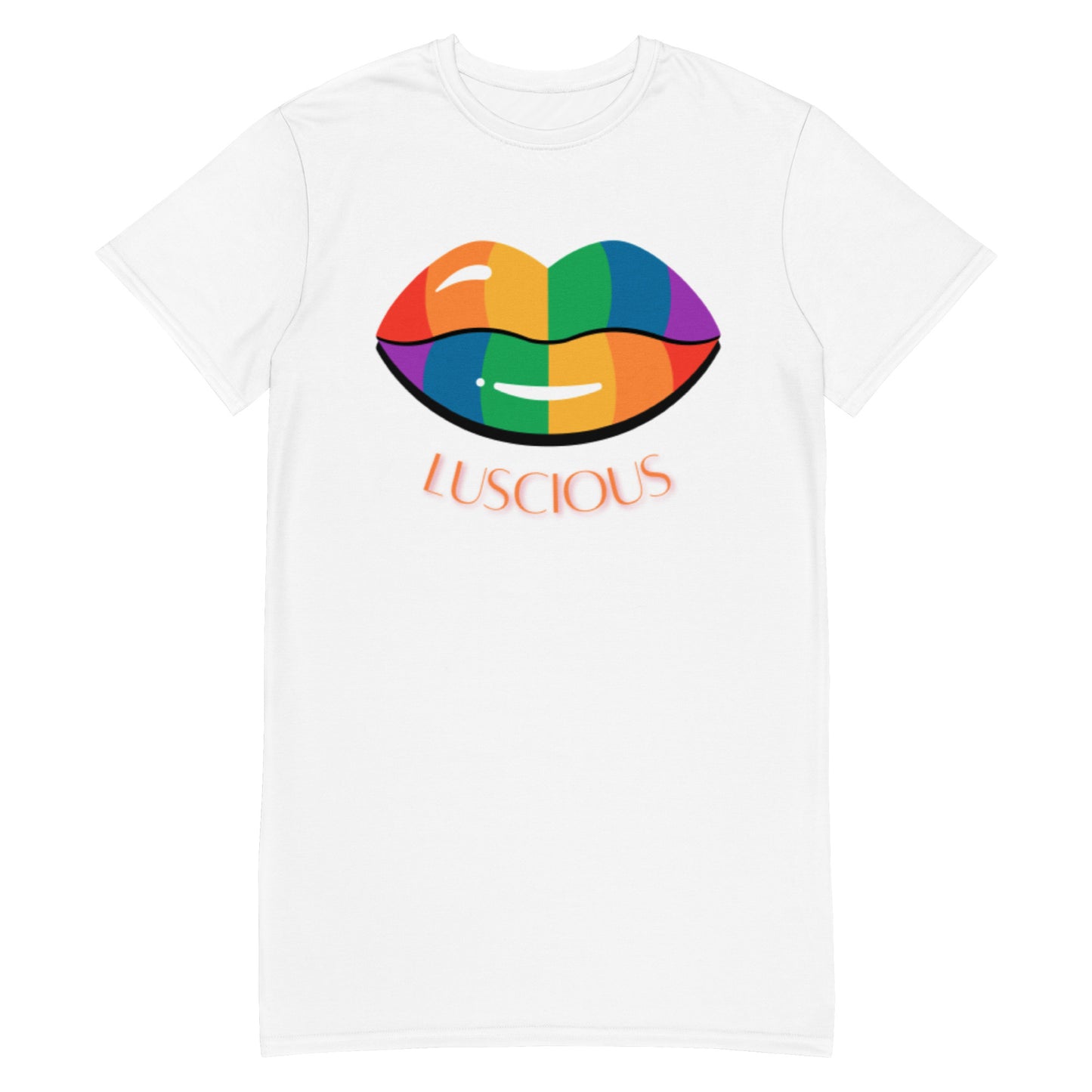 T-shirt Dress: Lucious Lips (multi-color)