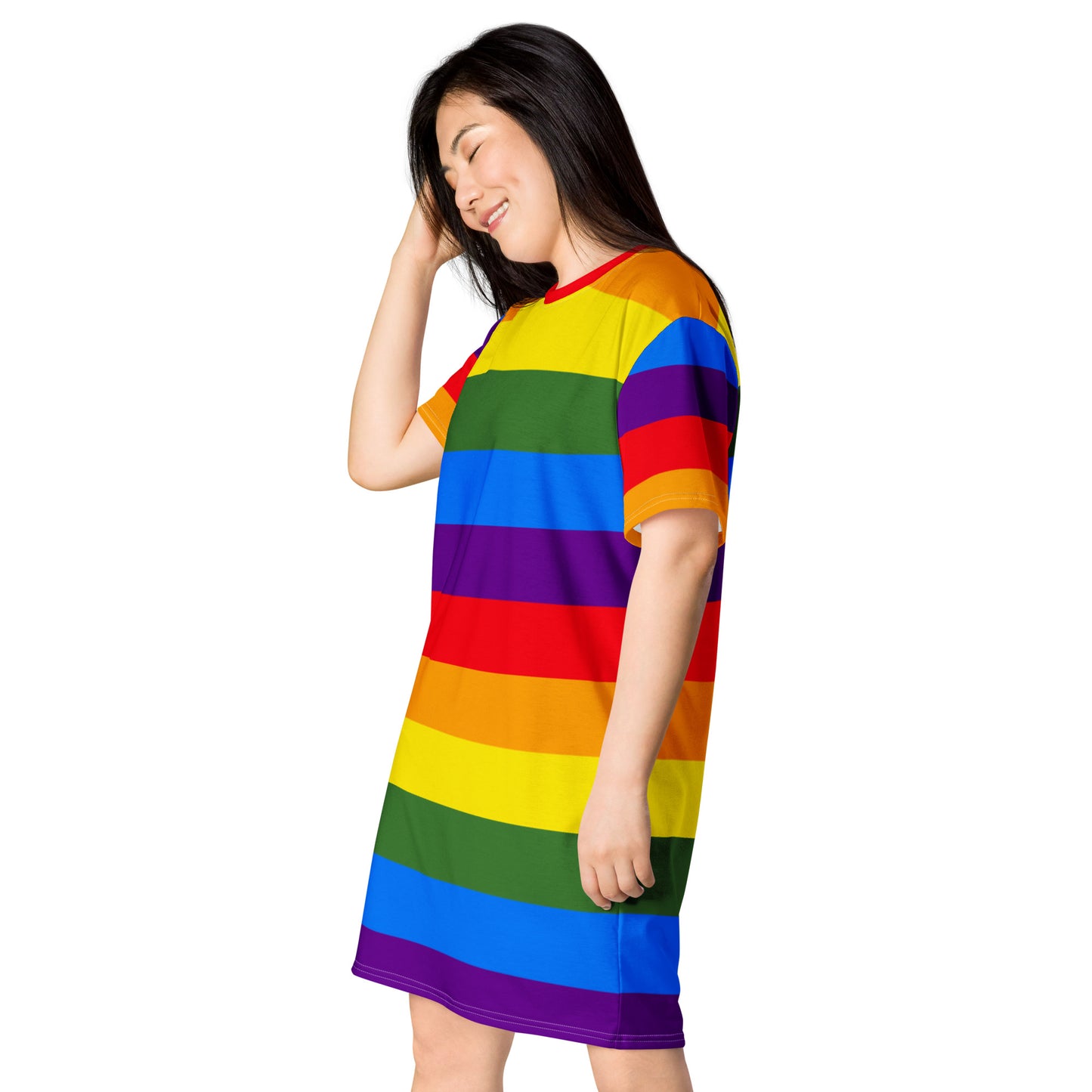 T-shirt Dress: Rainbow Stripes