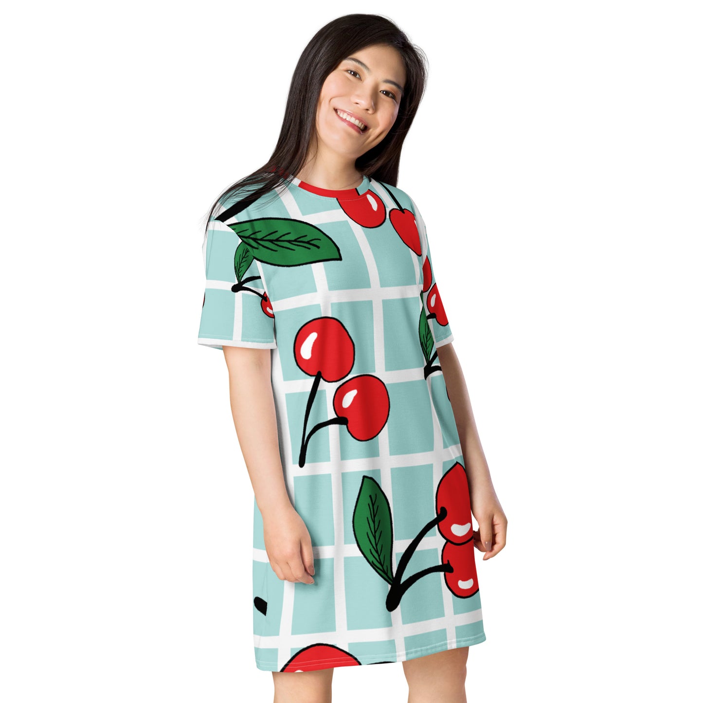 Cherry Mint Tile T-Shirt Dress / Oversized Tee