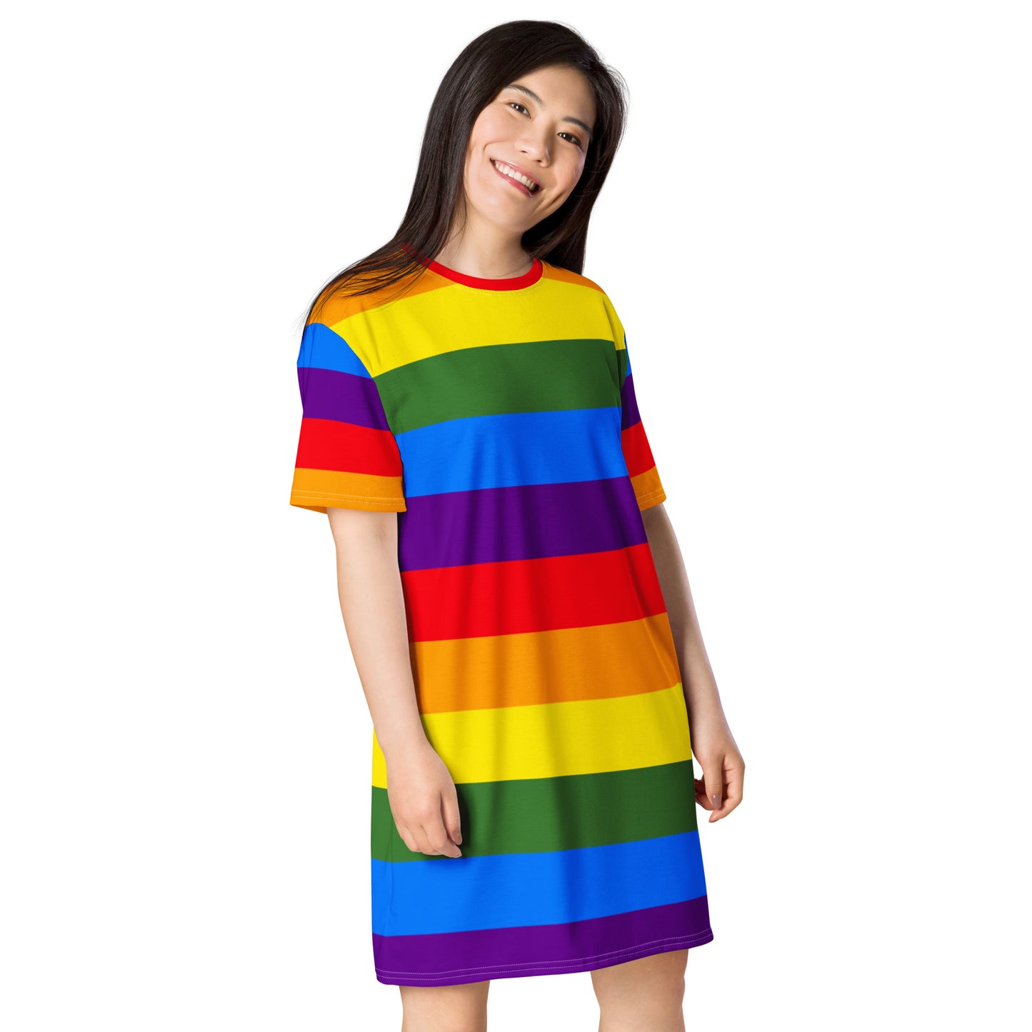 T-shirt Dress: Rainbow Stripes