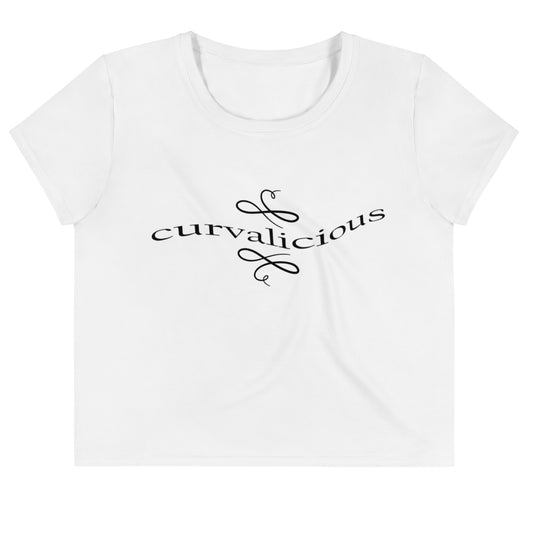 Crop Tee: Curvalicious (black text)