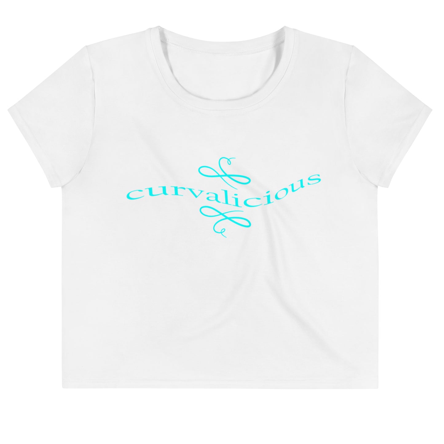 Crop Top: Curvalicious (turquoise text)