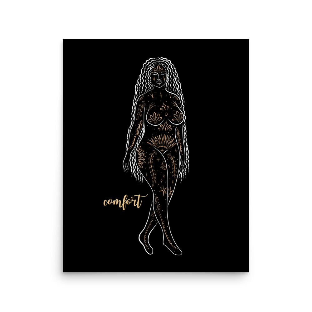 Enhanced Matte Golden Goddess Poster: Comfort
