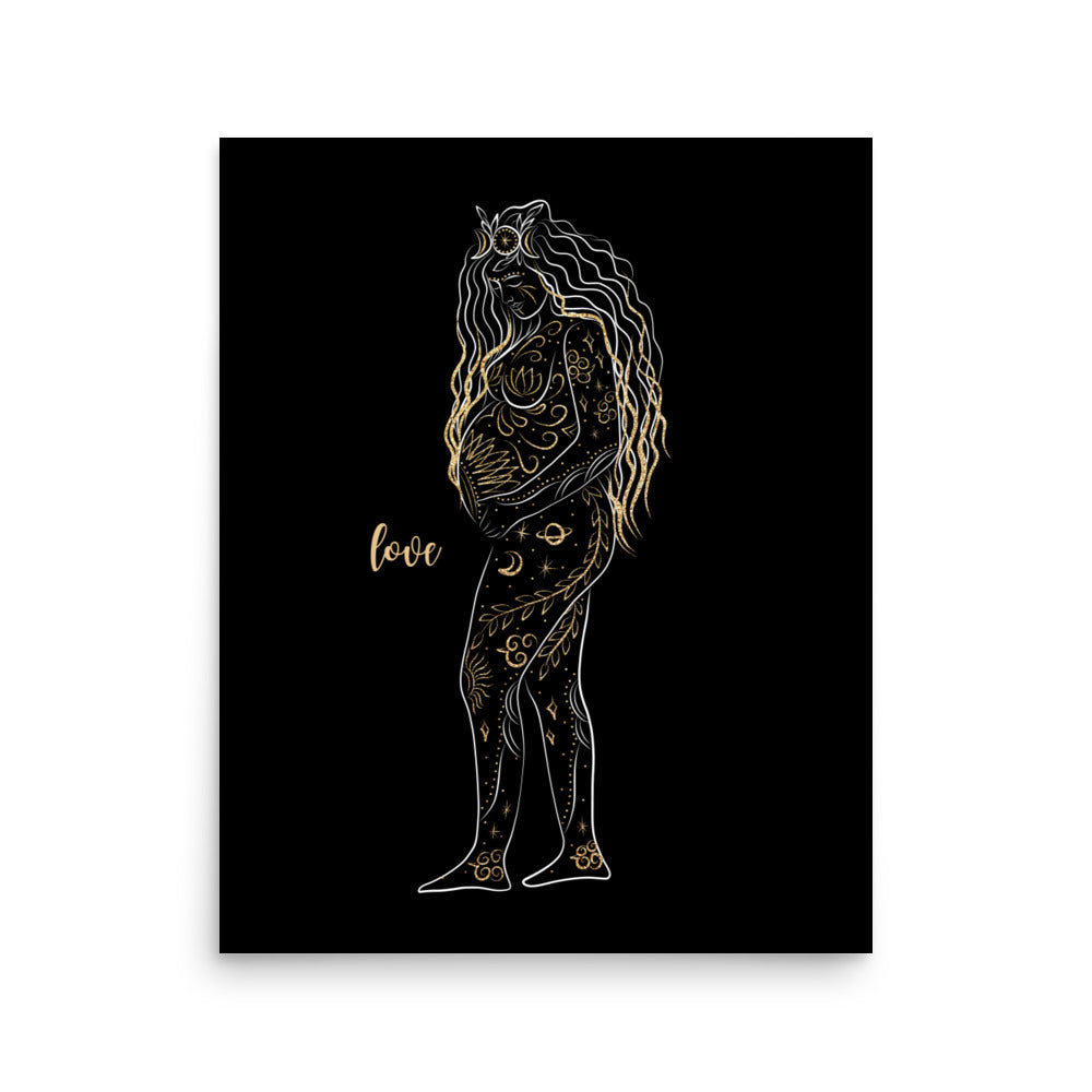 Enhanced Matte Golden Goddess Poster: Love