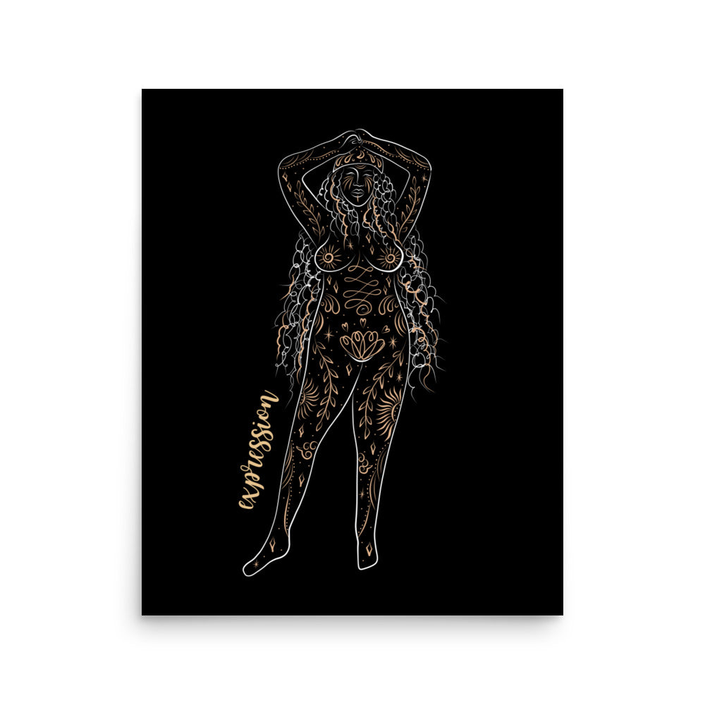 Enhanced Matte Golden Goddess Poster: Expression