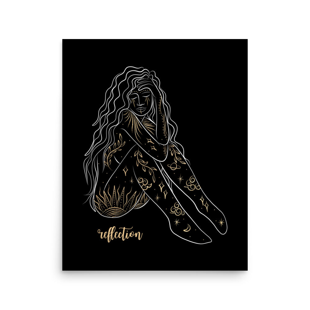 Enhanced Matte Golden Goddess Poster: Reflection