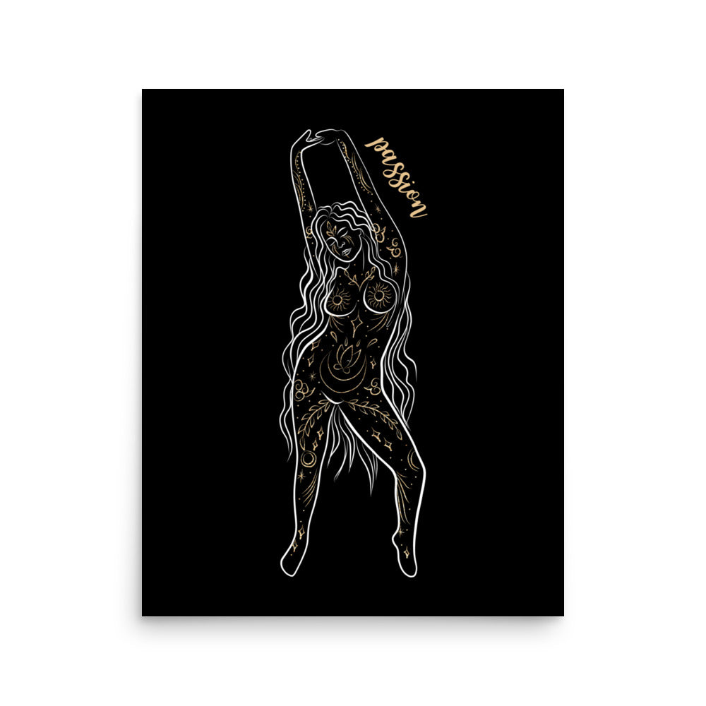 Enhanced Matte Golden Goddess Poster: Passion