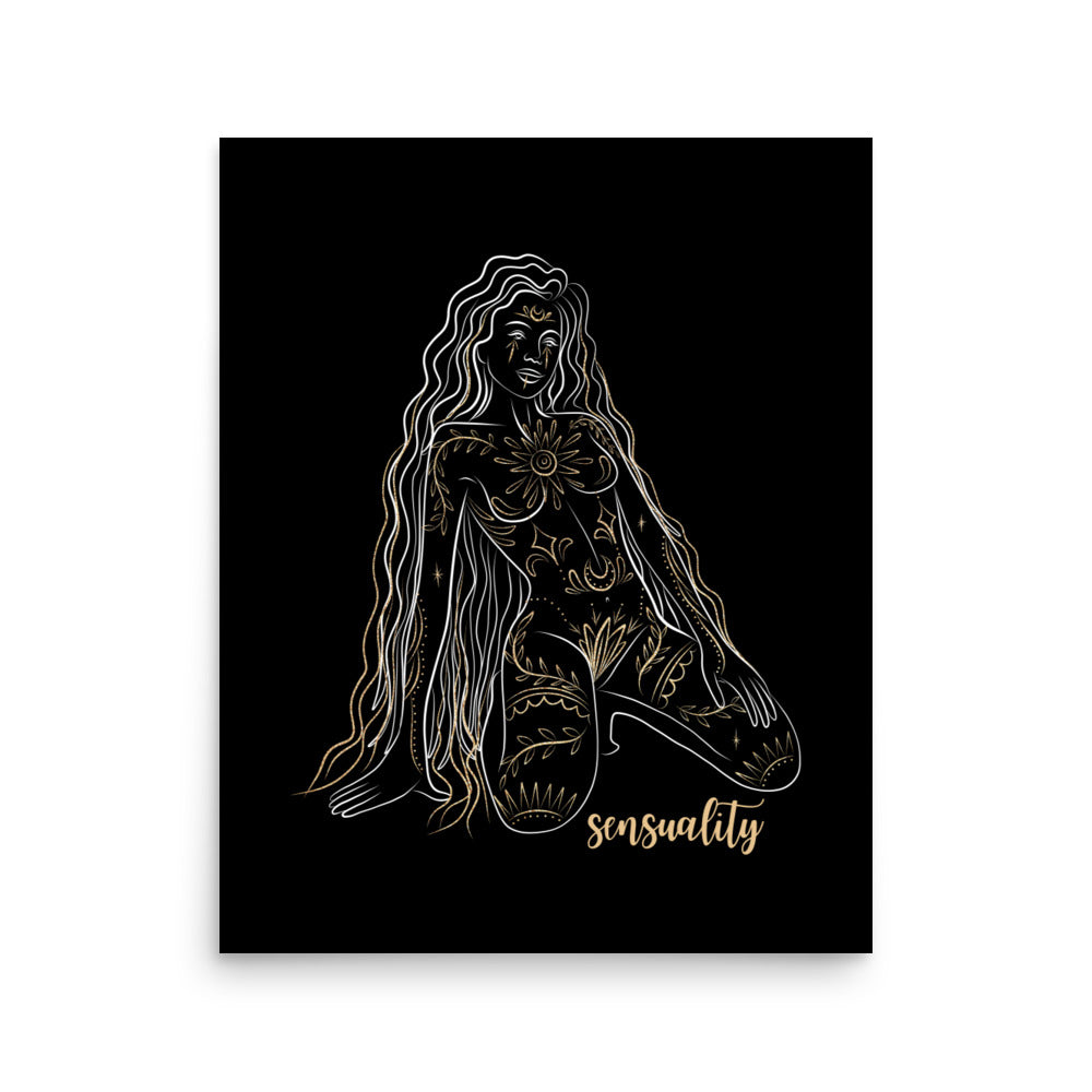 Enhanced Matte Golden Goddess Poster: Sensuality