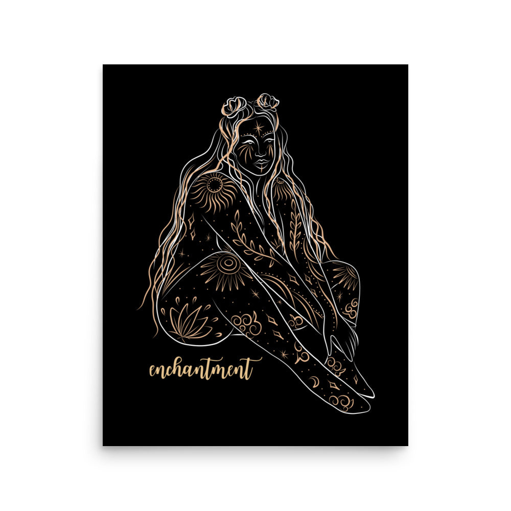 Enhanced Matte Golden Goddess Poster: Enchantment