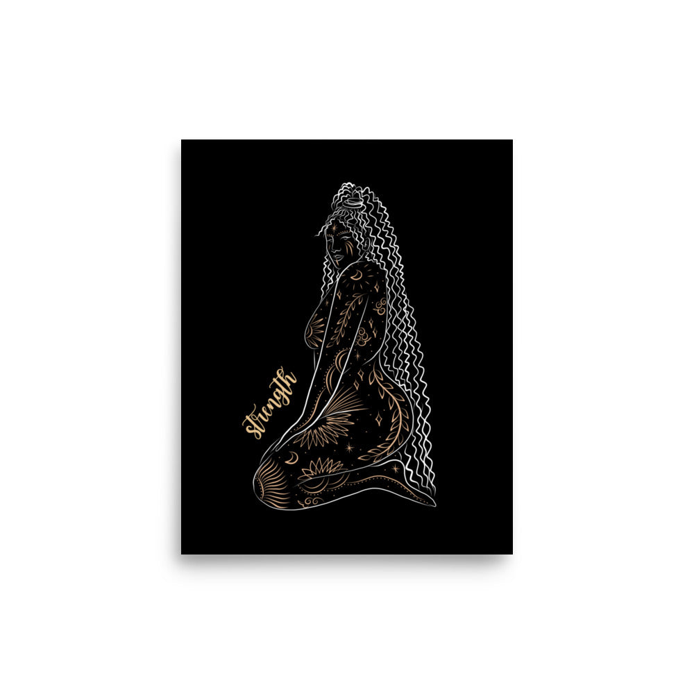 Enhanced Matte Golden Goddess Poster: Strength