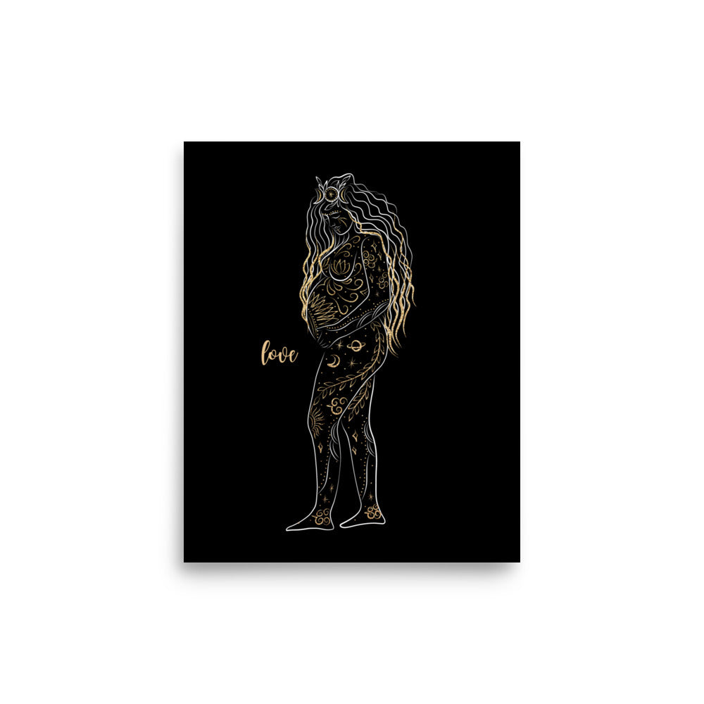 Enhanced Matte Golden Goddess Poster: Love