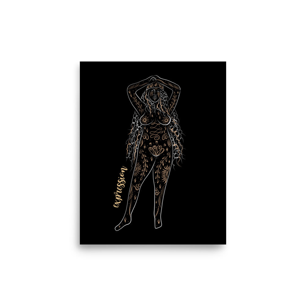 Enhanced Matte Golden Goddess Poster: Expression