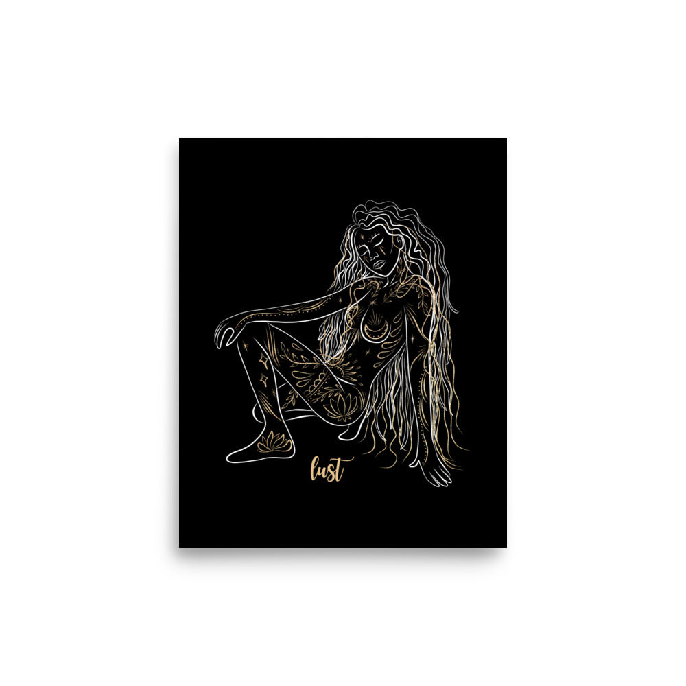 Enhanced Matte Golden Goddess Poster: Lust