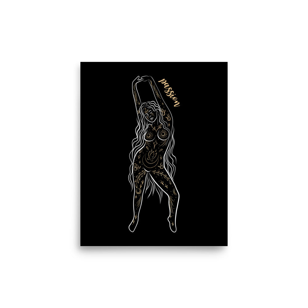 Enhanced Matte Golden Goddess Poster: Passion