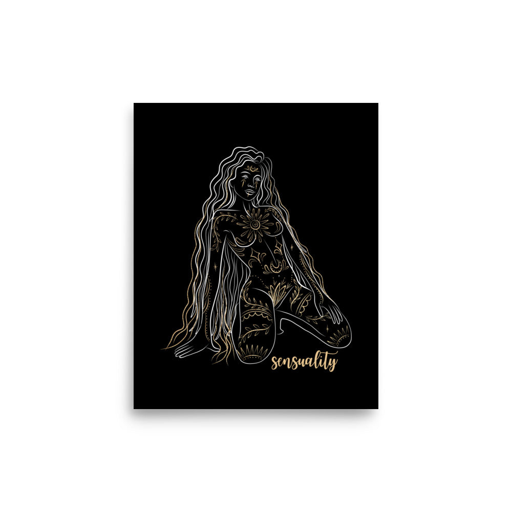 Enhanced Matte Golden Goddess Poster: Sensuality