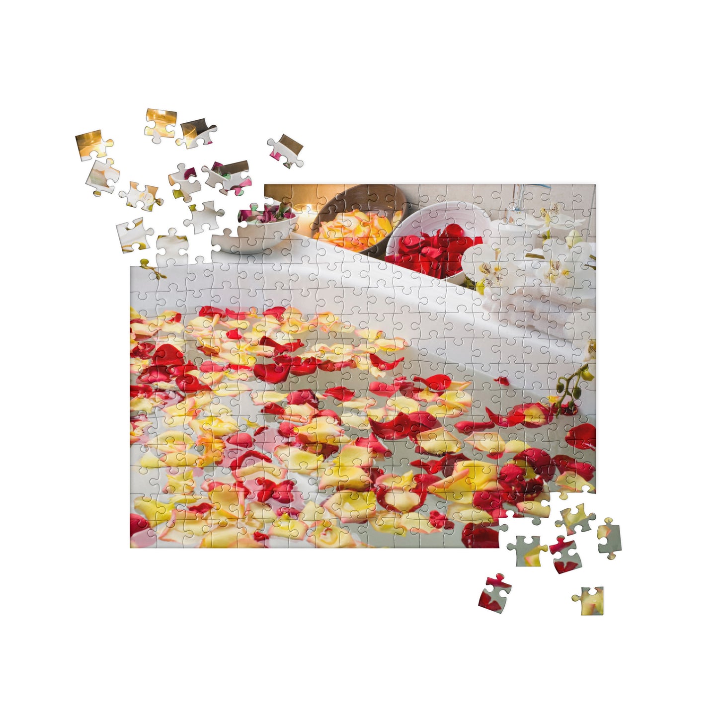 Sensual Jigsaw Puzzle: Rose Petals in Bath