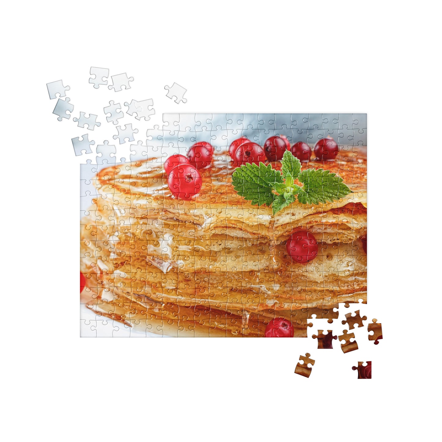 Food Fare Jigsaw Puzzle: Russian-Style Pancakes with Lingonberries, Cranberries & Honey