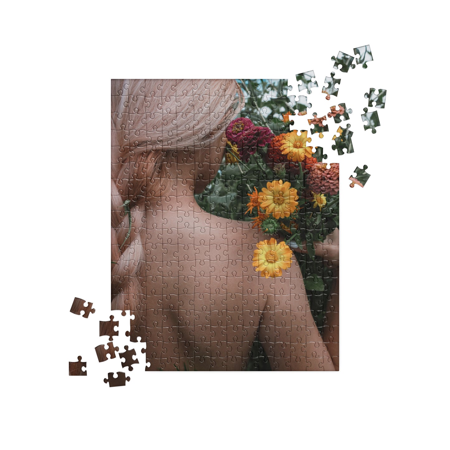 Sensual Jigsaw Puzzle: Topless Woman in Garden