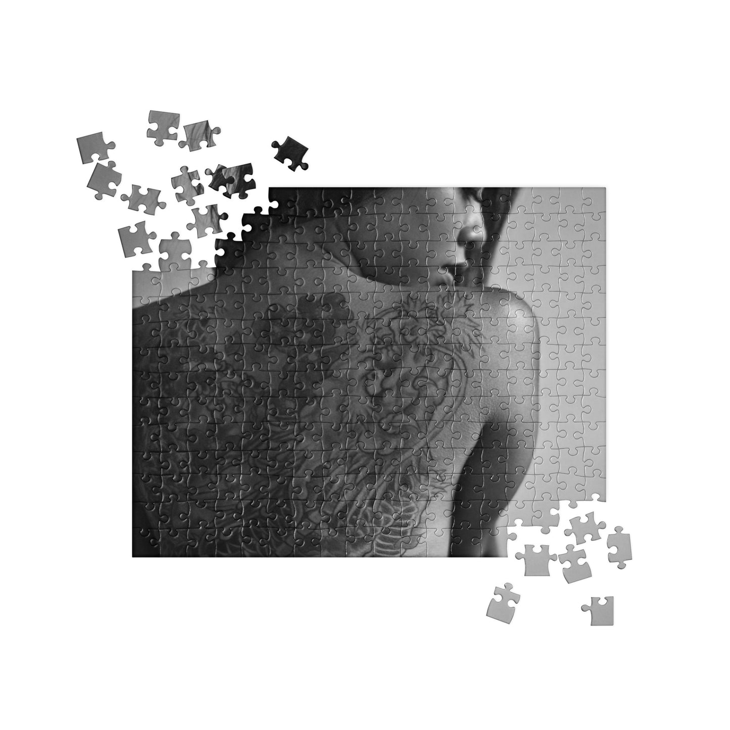 Sensual Jigsaw Puzzle: Woman Looking Over Shoulder (B&W)