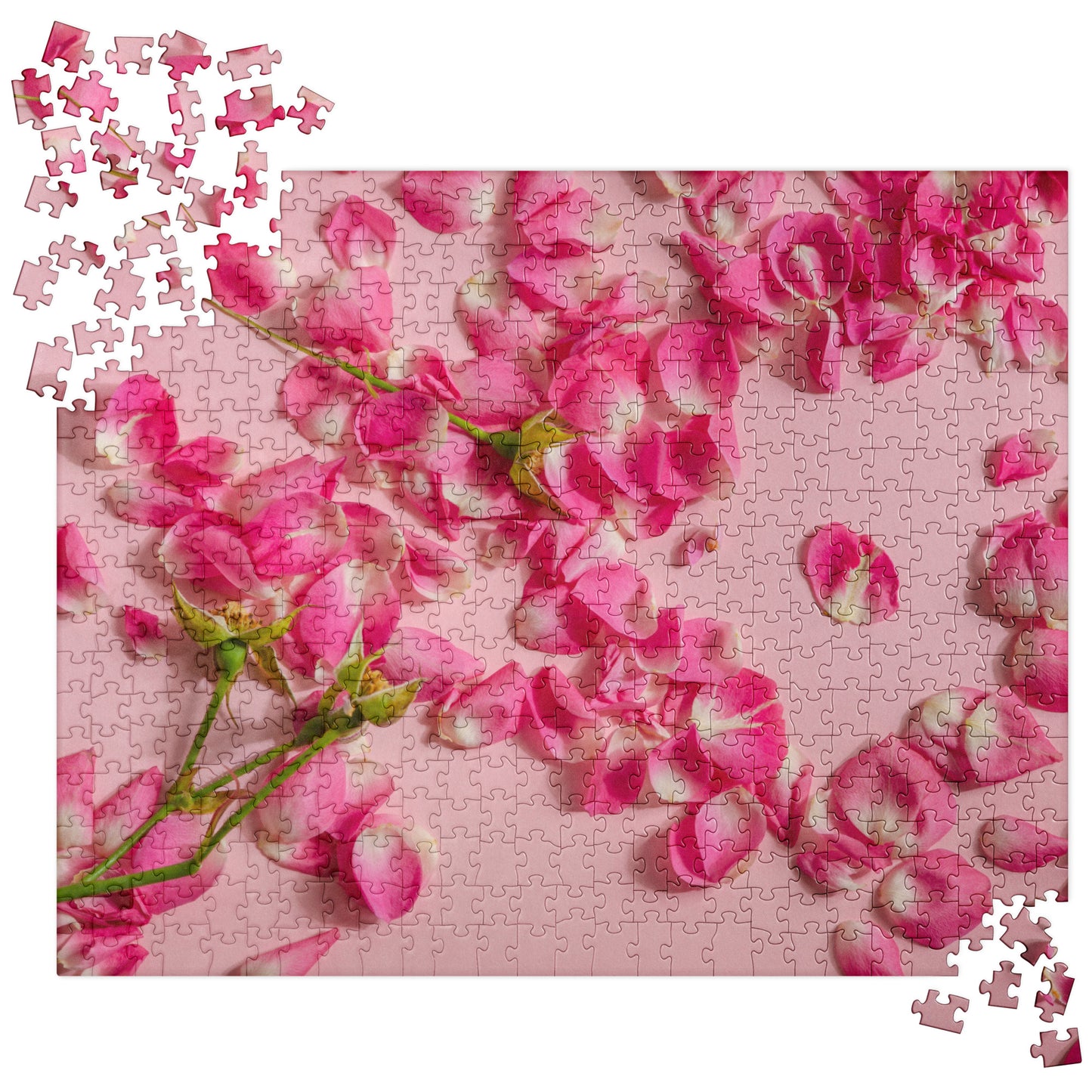 Floral Jigsaw Puzzle: Pink Rose Petals