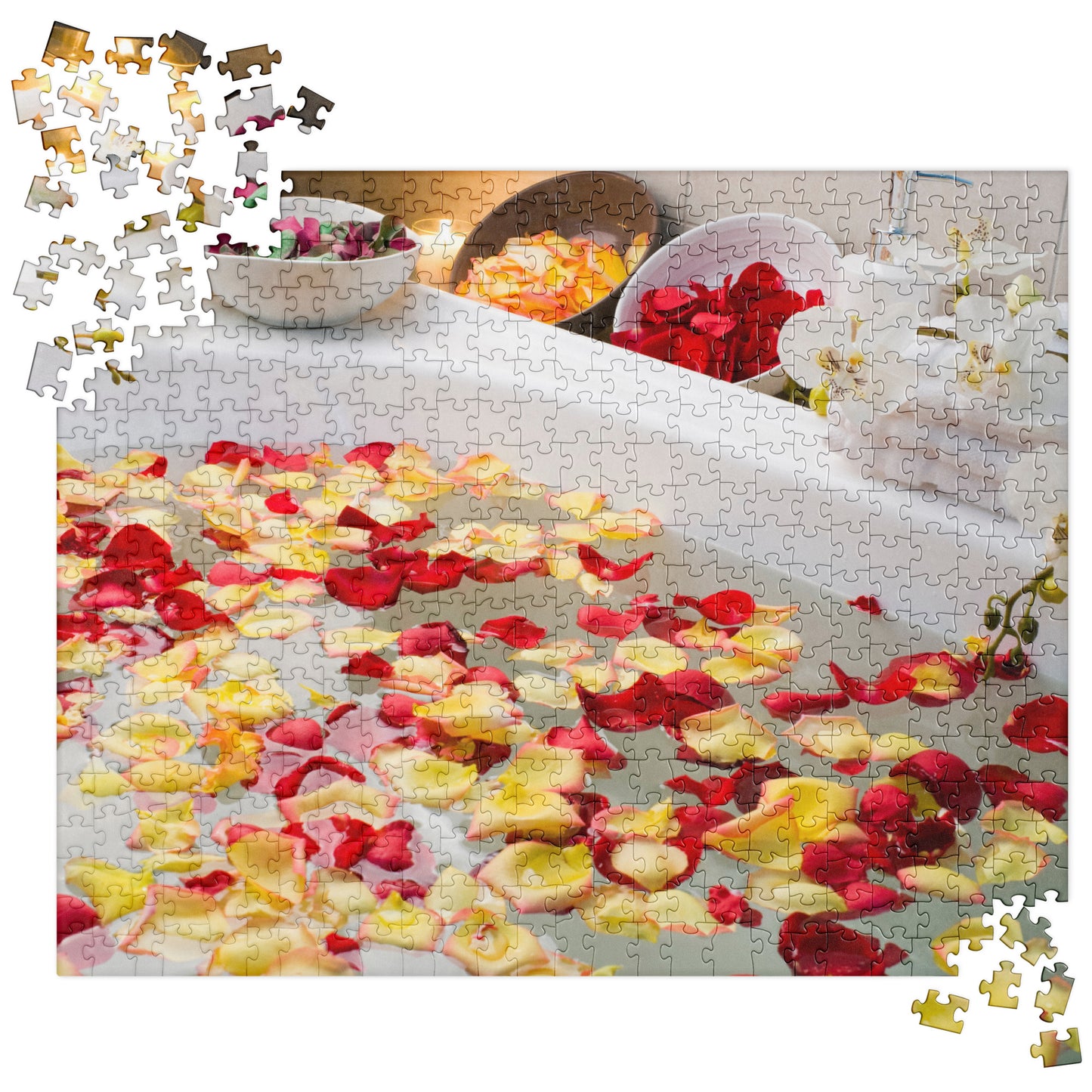 Sensual Jigsaw Puzzle: Rose Petals in Bath