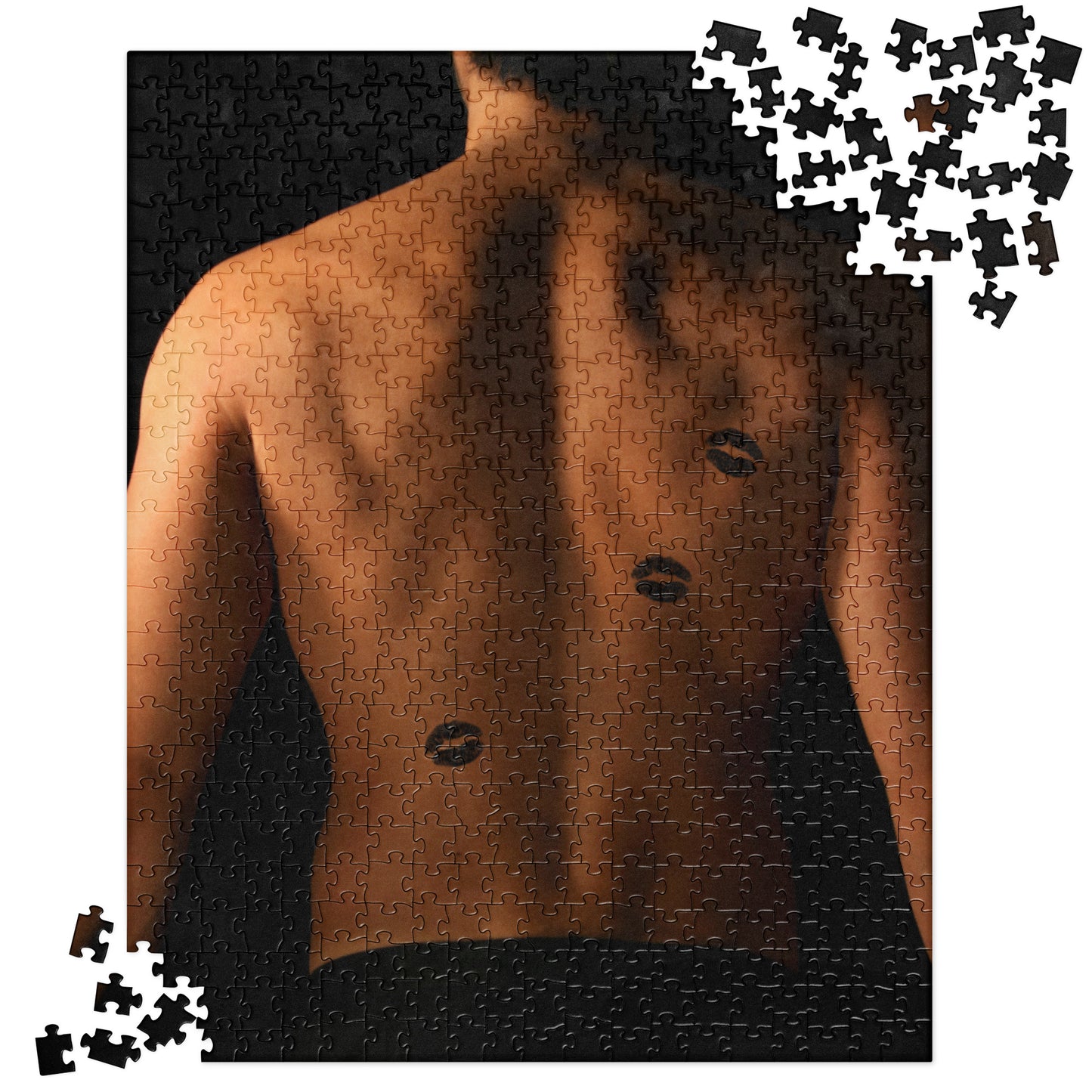 Sensual Jigsaw Puzzle: Shirtless Man, Kisses on Back