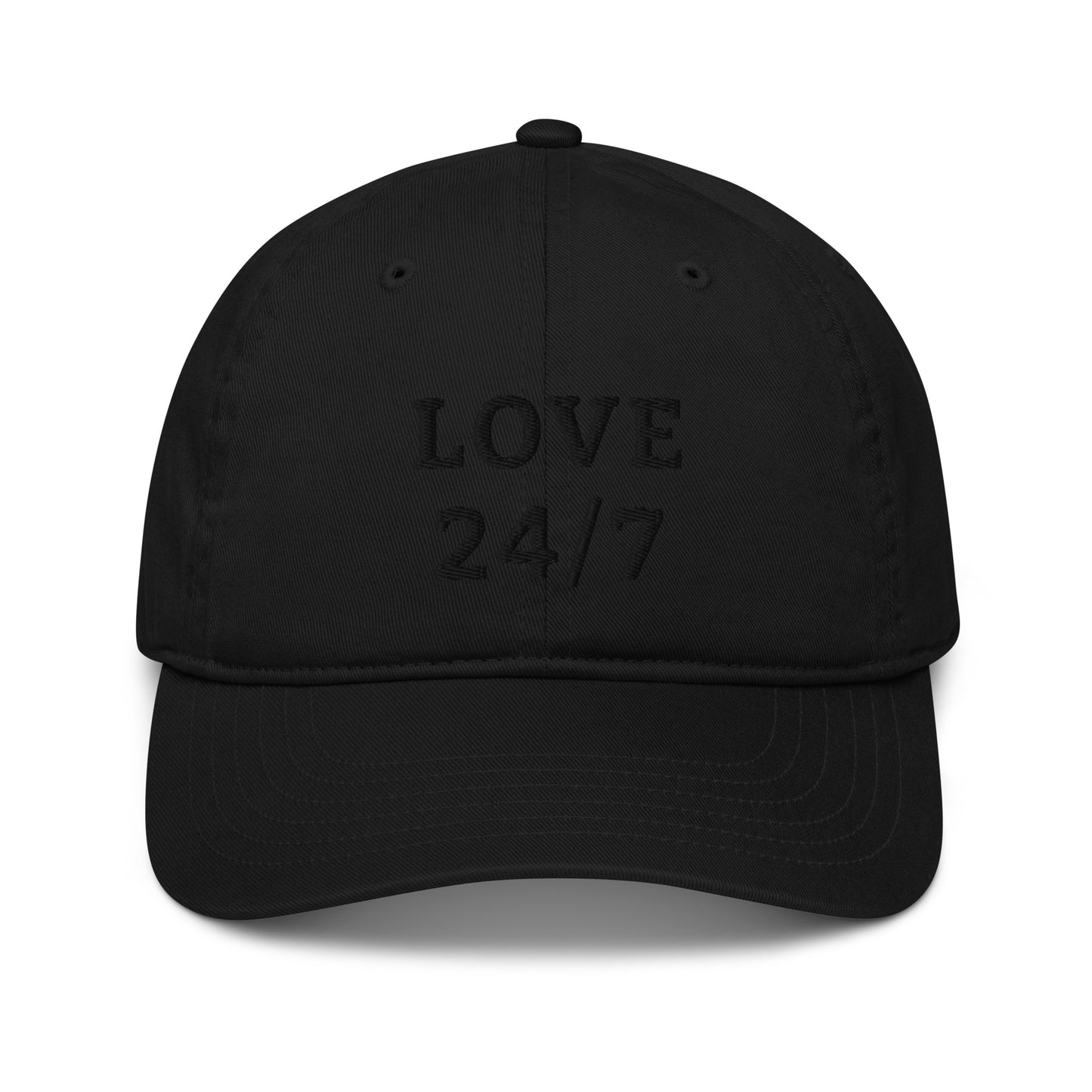 Organic Baseball Cap EC7000: Love 24/7 (black embroidery)