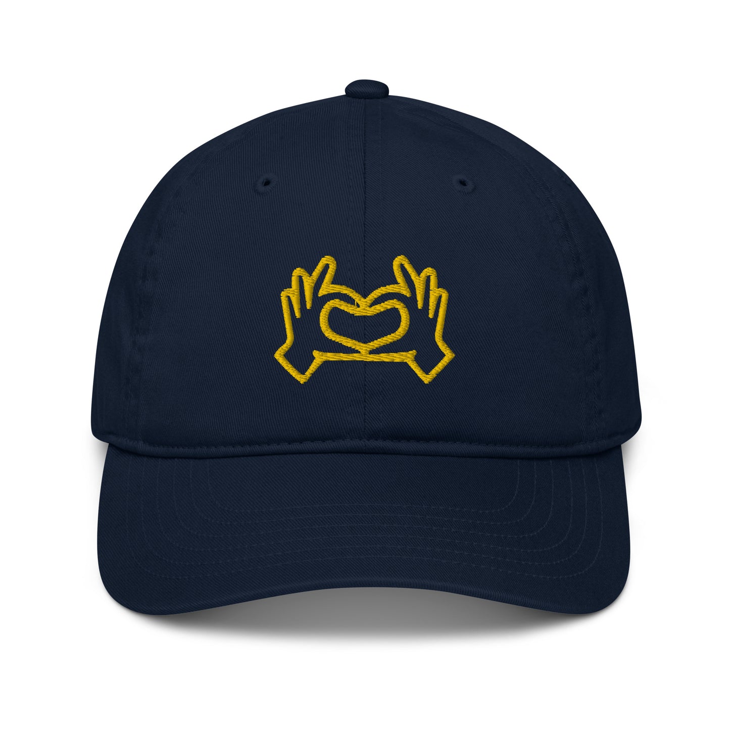 Organic Baseball Cap EC7000: Heart Hands (gold embroidery)