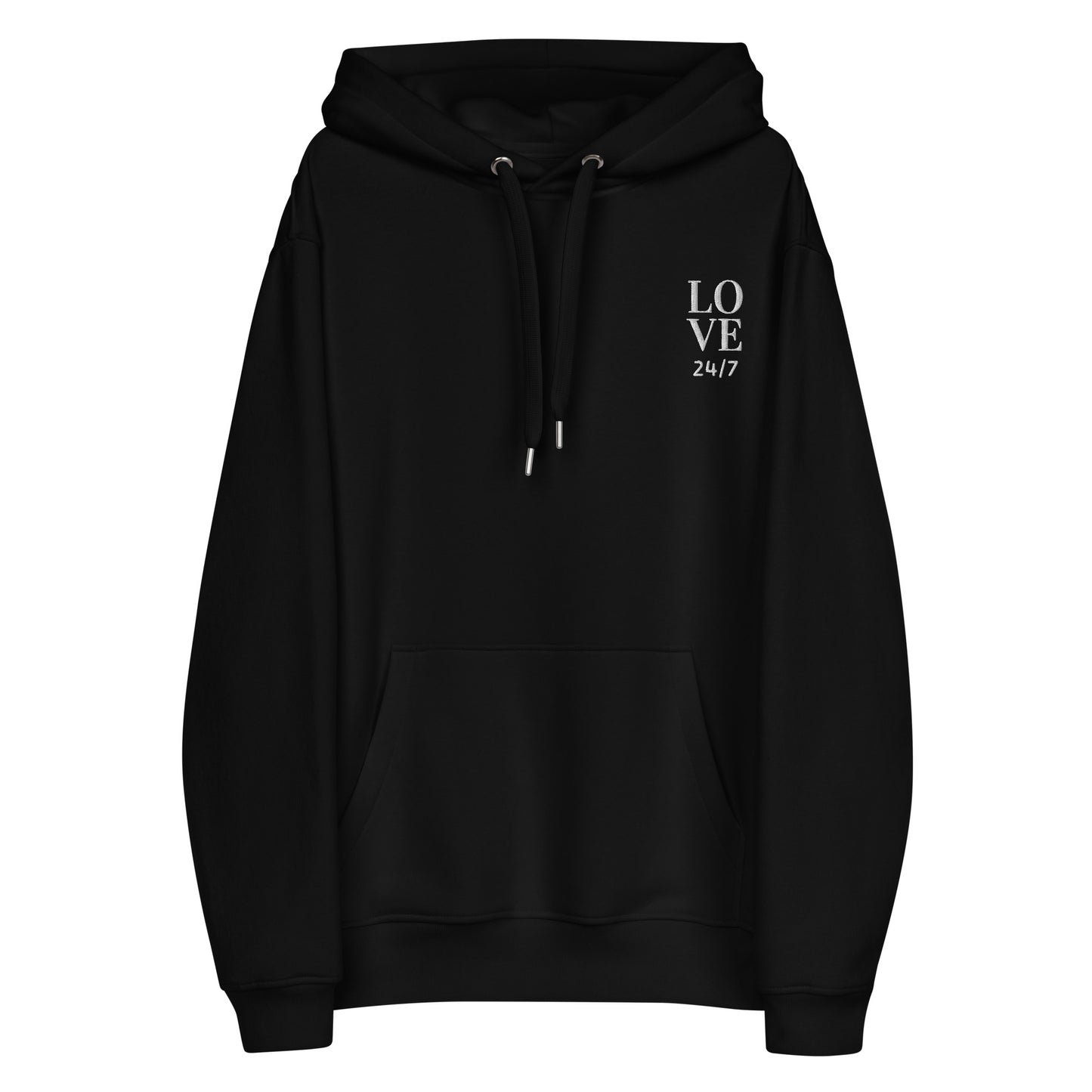 Unisex Premium Eco Hoodie (Embroidered): Love 24/7 (white/gray tex)
