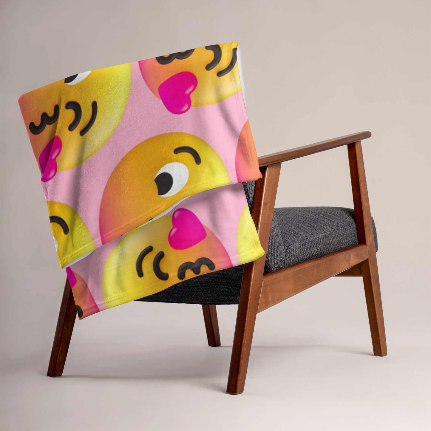 Soft-Touch Throw Blanket: Kiss Emojis